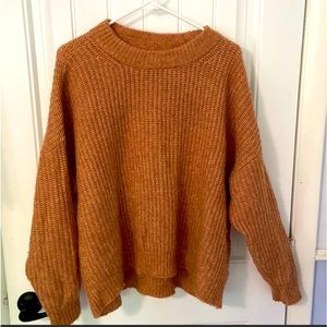 EUC Aerie cotton blend chunky knit wide rib crew neck sweater
